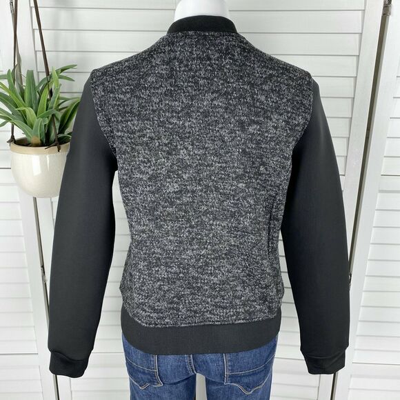 Bebe Sport Black Knit Jacket Scuba Sleeves Logo Patch Womens Size M Olympics '17 - Picture 5 of 8